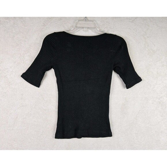 Citizens Of Humanity Women's Elbow Sleeve Ribbed Top Black XS - Picture 4 of 4